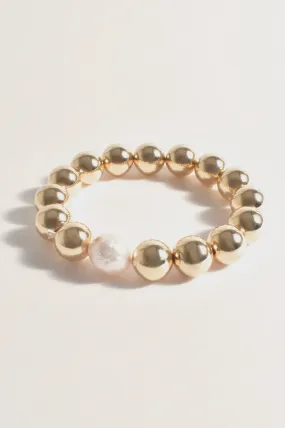 Pearl Centre Metal Ball Event Bracelet Gold/Cream