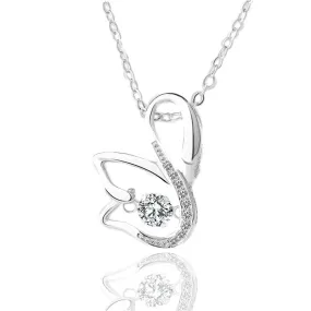 (Pendant Only) Zircon Swan Silver Pendant for Women