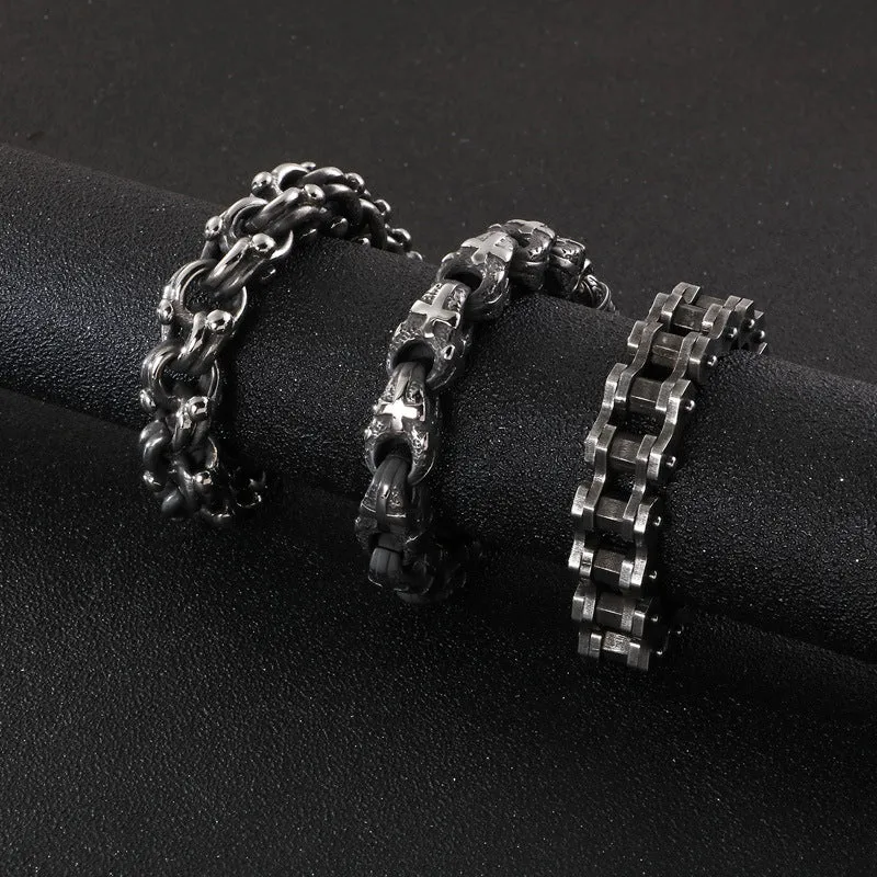 Personalized Retro Titanium Steel Locomotive Chain Bracelet for Men