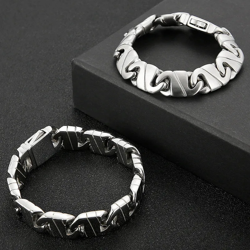 Personalized Titanium Steel Men's Bracelet in European and American Punk Style - Perfect Gift for Him