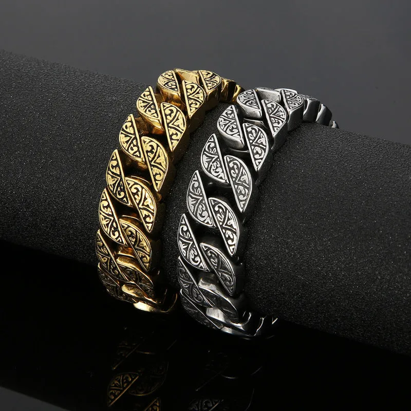 Personalized Titanium Steel Men's Bracelet with Creative Patterns