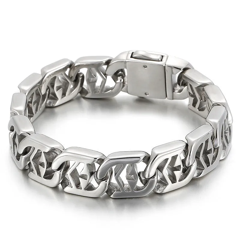 Planderful Collection: Contemporary Genie Titanium Steel Bracelet for Men