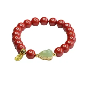 Planderful Collection - Fortune's Favor Cinnabar and Jade Bracelet