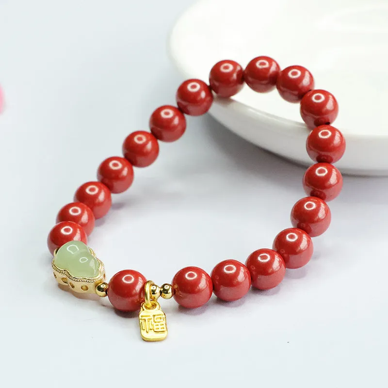 Planderful Collection - Fortune's Favor Cinnabar and Jade Bracelet