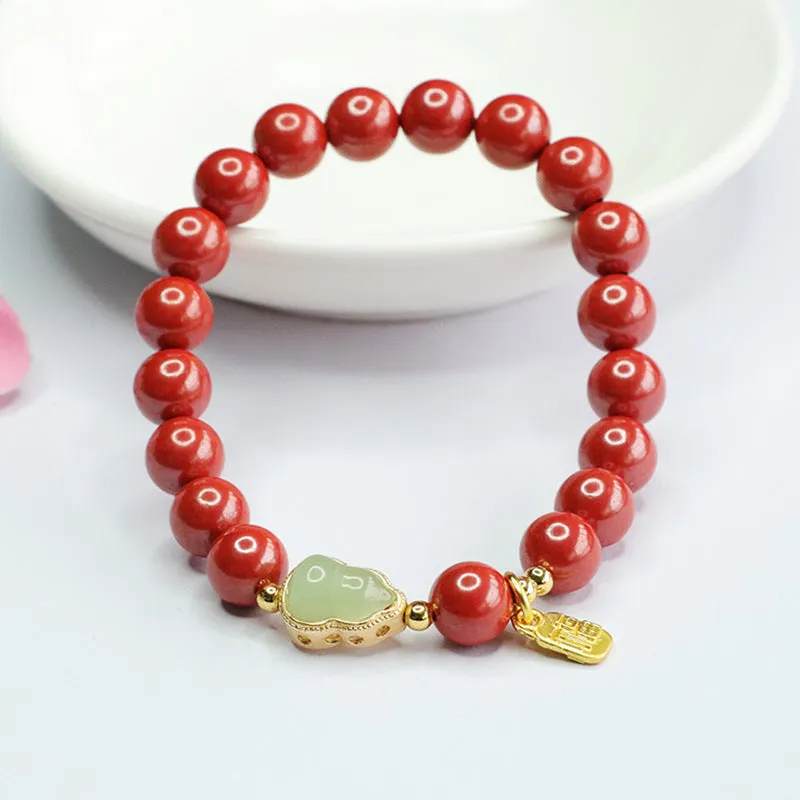 Planderful Collection - Fortune's Favor Cinnabar and Jade Bracelet