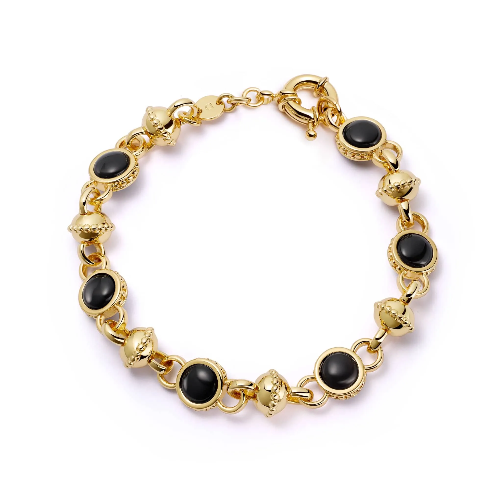 Polly Sayer Black Onyx Chain Bracelet 18ct Gold Plate