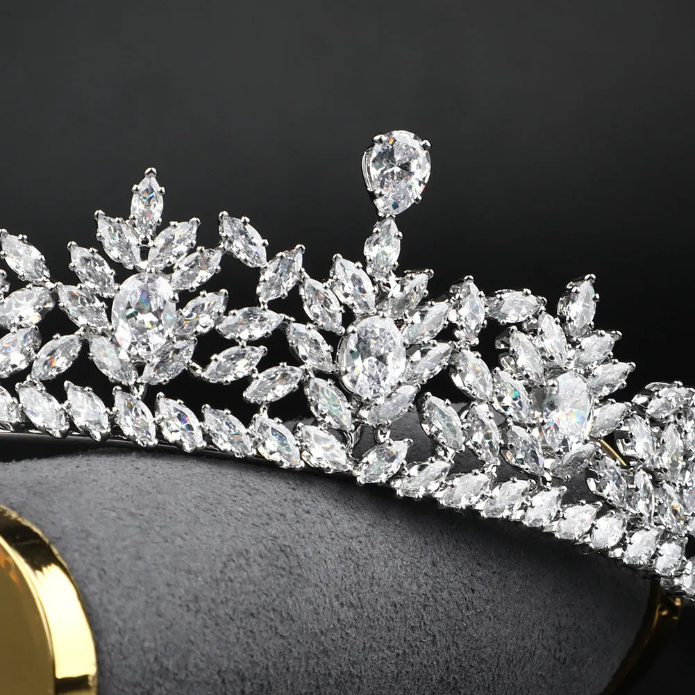 Popular Cubic Zirconia Wedding Tiara for Bridal, Crystal Girl Hair Accessories Jewelry