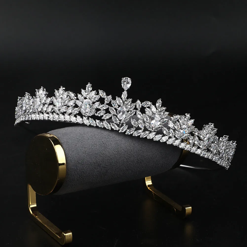 Popular Cubic Zirconia Wedding Tiara for Bridal, Crystal Girl Hair Accessories Jewelry