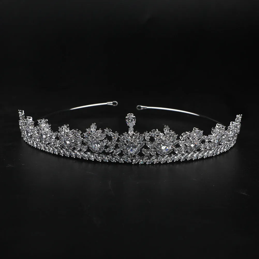 Popular Cubic Zirconia Wedding Tiara for Bridal, Crystal Girl Hair Accessories Jewelry