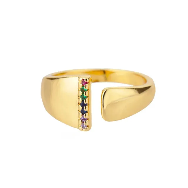 Pre Order:  Multicolor Zircon Alphabet Plated Rings