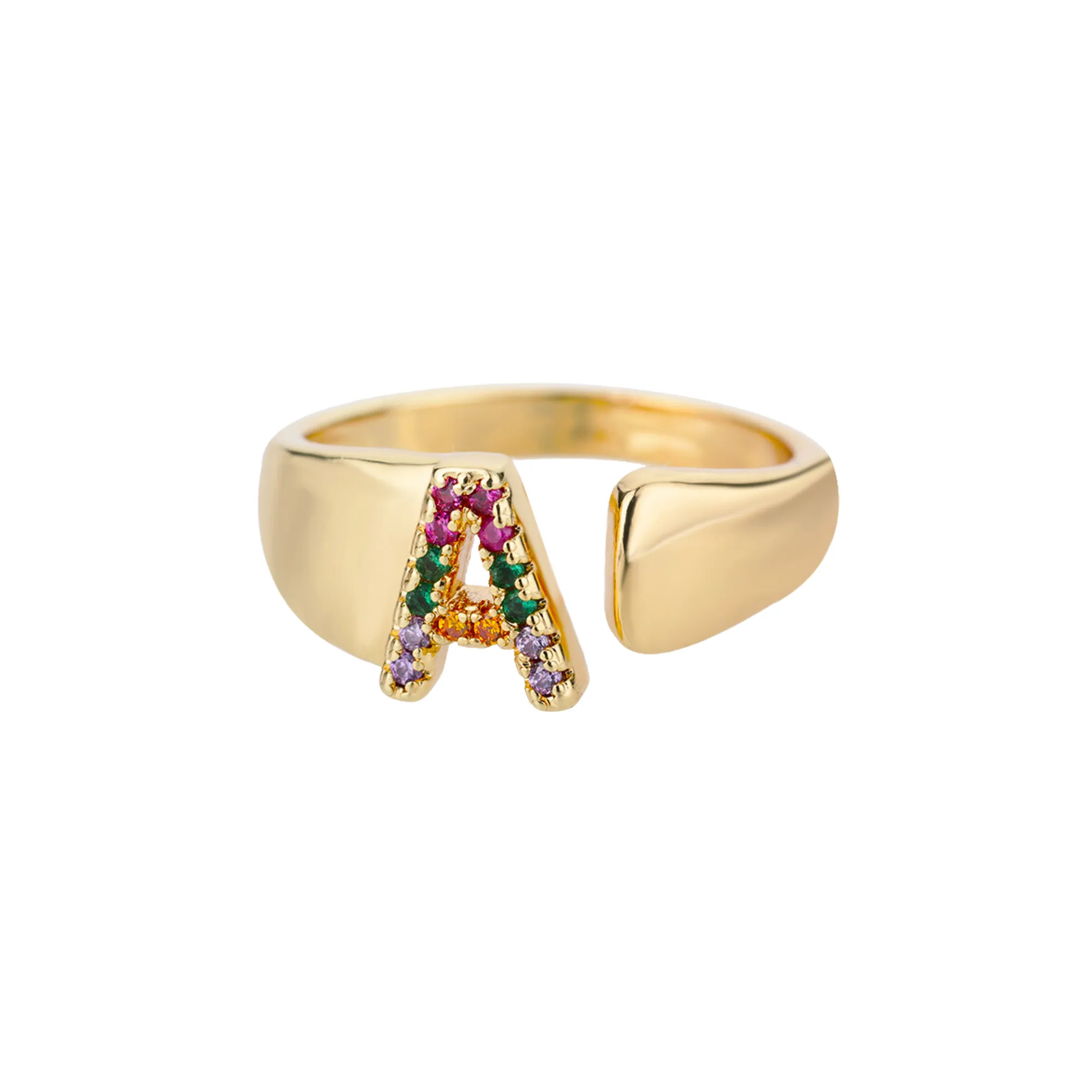 Pre Order:  Multicolor Zircon Alphabet Plated Rings