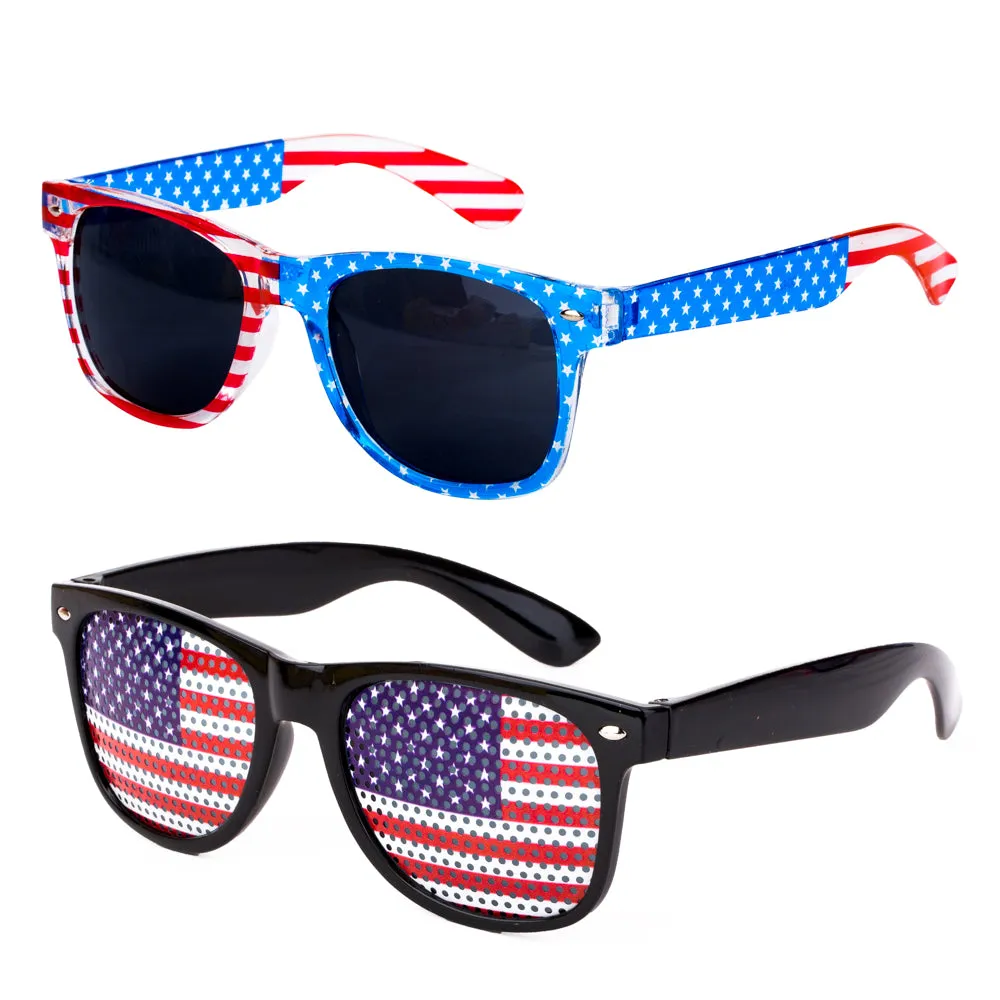 PROLOSO 6 Pack American Flag Glasses USA Patriotic plastic Decorative Sunglasses Eyewear