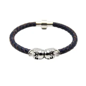 Punk Braided Magnetic Skull Bracelet 龐克風編織磁扣骷髏頭手鍊 KJBR16094