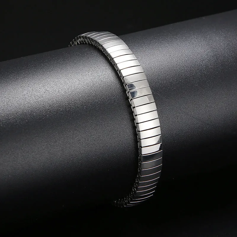 Punk-Inspired Double Snake Head Men's Bracelet in Titanium Steel