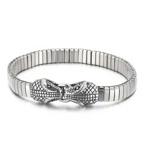 Punk-Inspired Double Snake Head Men's Bracelet in Titanium Steel