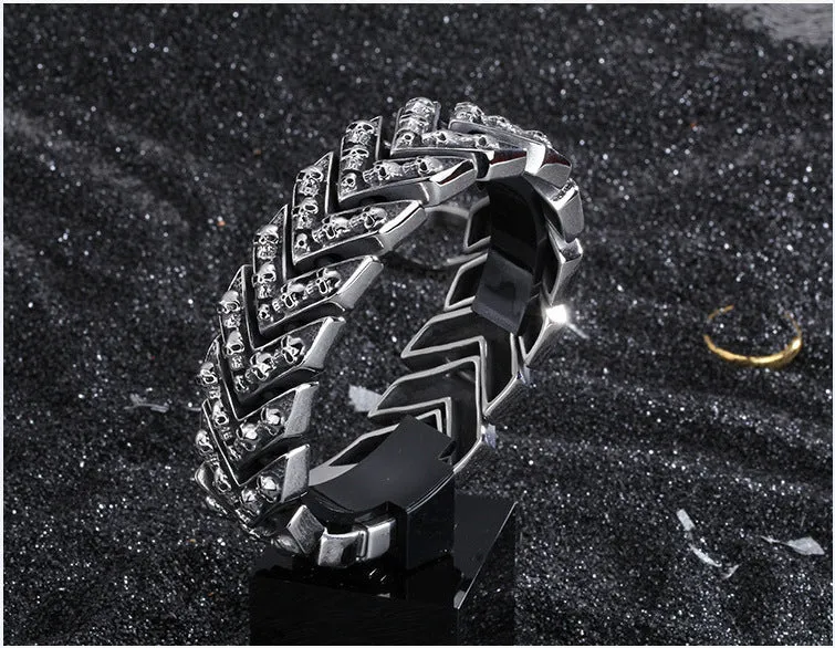 Punk Style Big Skull Titanium Steel Bracelet for Men - Personalized Foreign Trade Export Jewelry