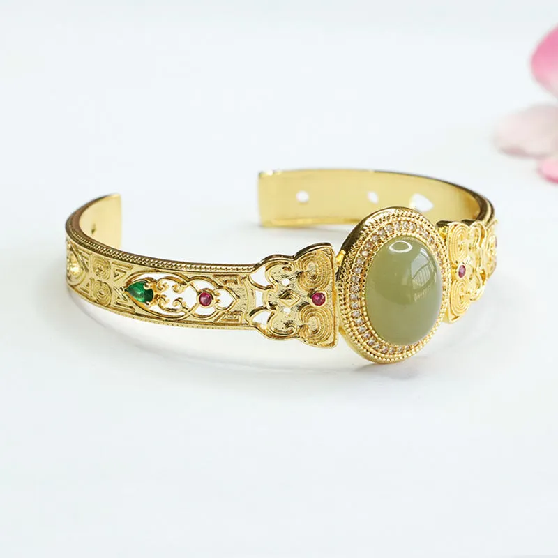 Qing Aqua Pigeon Egg Bracelet with Natural Hetian Jade Hand String