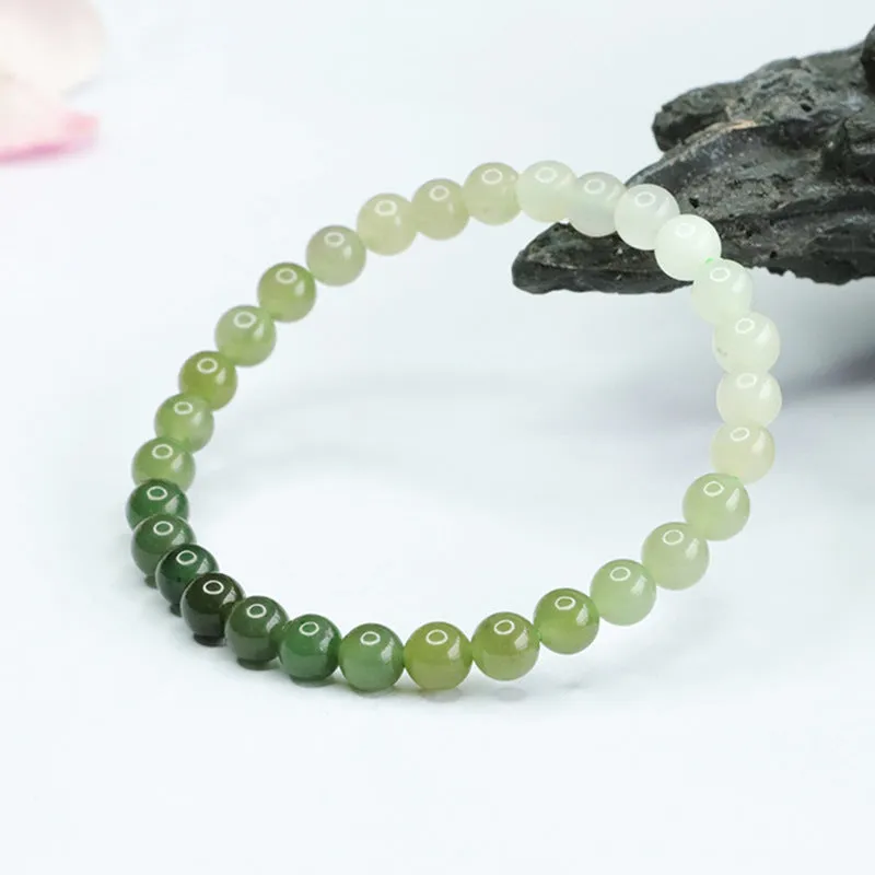 Qingshui Gradual Change Jade Bracelet in Sterling Silver