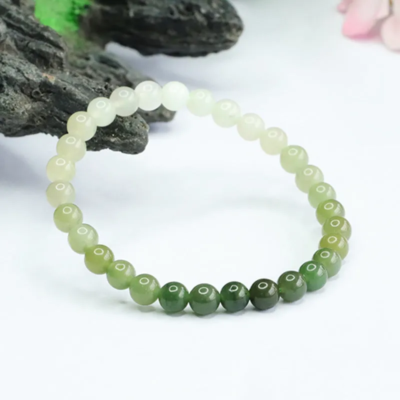 Qingshui Gradual Change Jade Bracelet in Sterling Silver