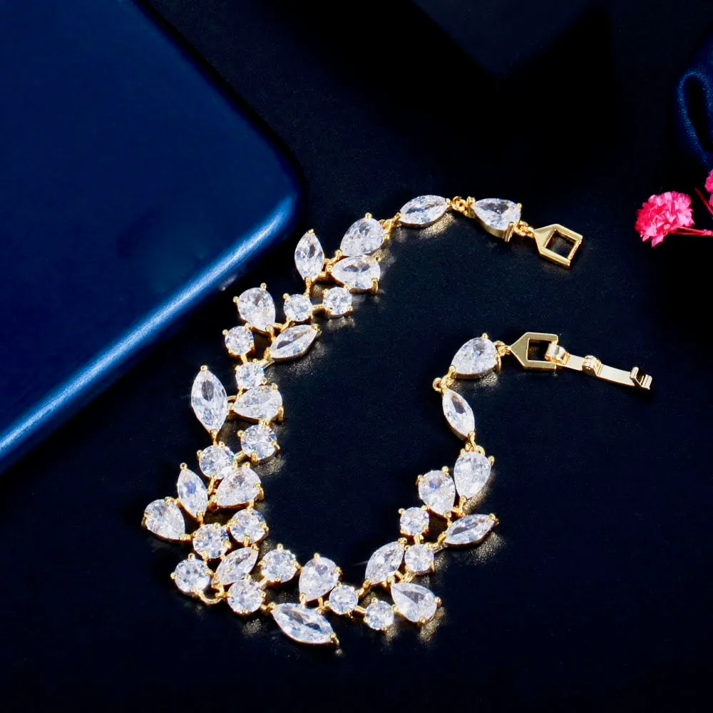 "Ameerah" - Cubic Zirconia Bridal Bracelet - Available in Silver, Rose Gold and Yellow Gold