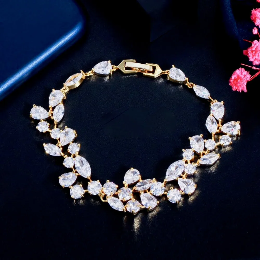 "Ameerah" - Cubic Zirconia Bridal Bracelet - Available in Silver, Rose Gold and Yellow Gold