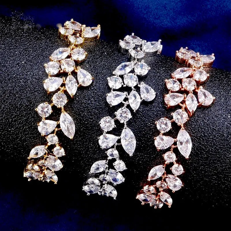 "Ameerah" - Cubic Zirconia Bridal Bracelet - Available in Silver, Rose Gold and Yellow Gold