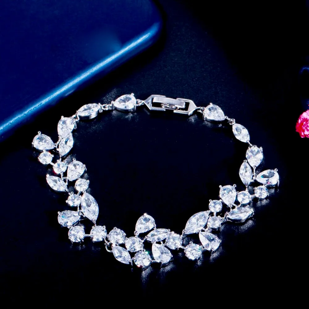 "Ameerah" - Cubic Zirconia Bridal Bracelet - Available in Silver, Rose Gold and Yellow Gold