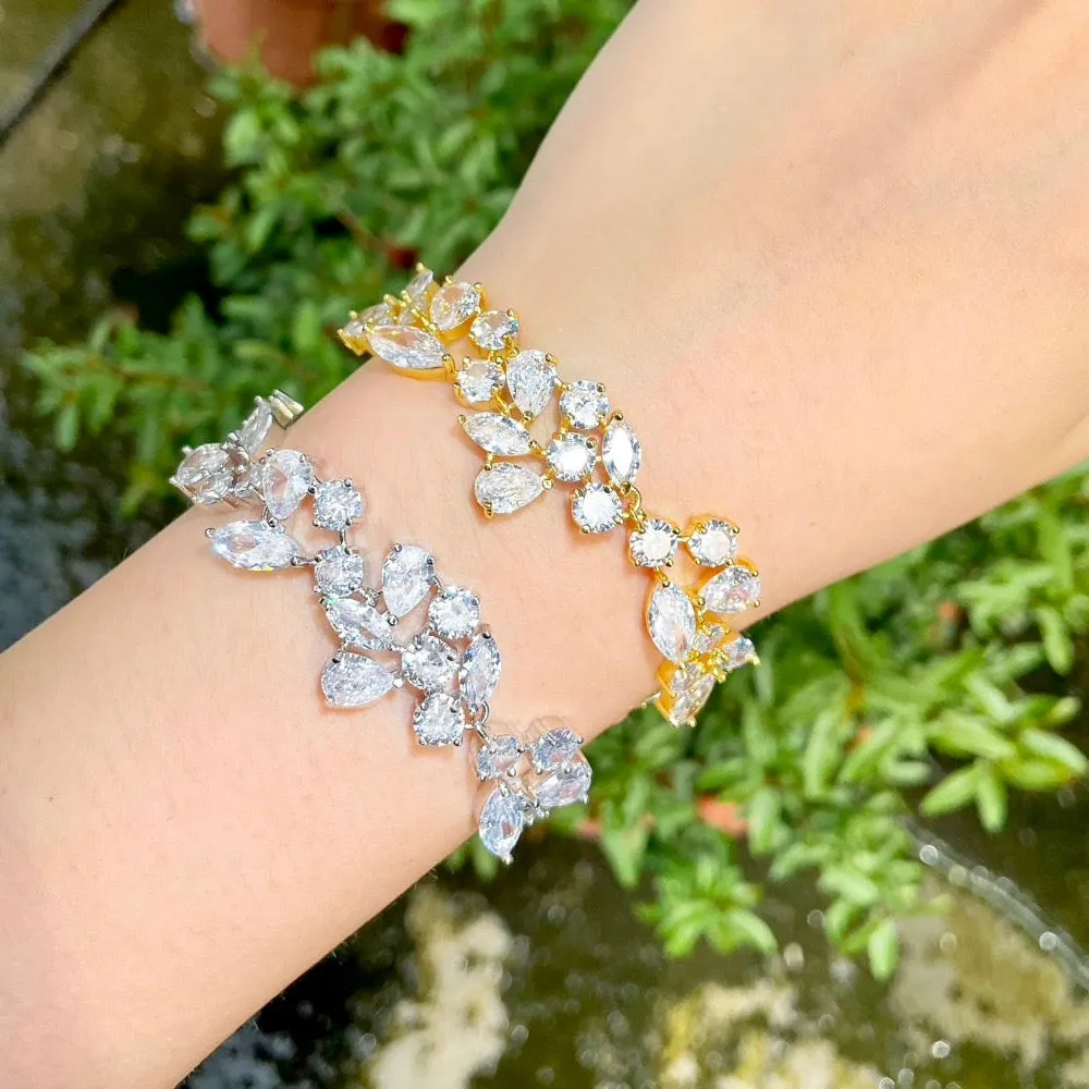 "Ameerah" - Cubic Zirconia Bridal Bracelet - Available in Silver, Rose Gold and Yellow Gold