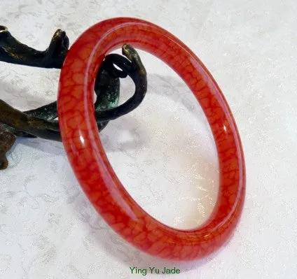 "Chicken Blood Red" Classic Round Chinese Jade Bangle Bracelet 57mm  (NJ-2665)