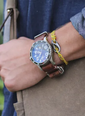 "Daylight" Yellow   Gunmetal Cord Bracelet (06K)