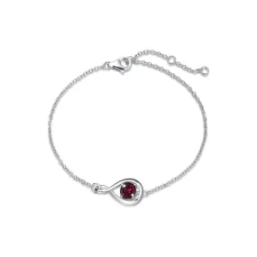 "Infinite Embrace" January Birthstone Garnet Infinity Symbol Sterling Silver Bracelet