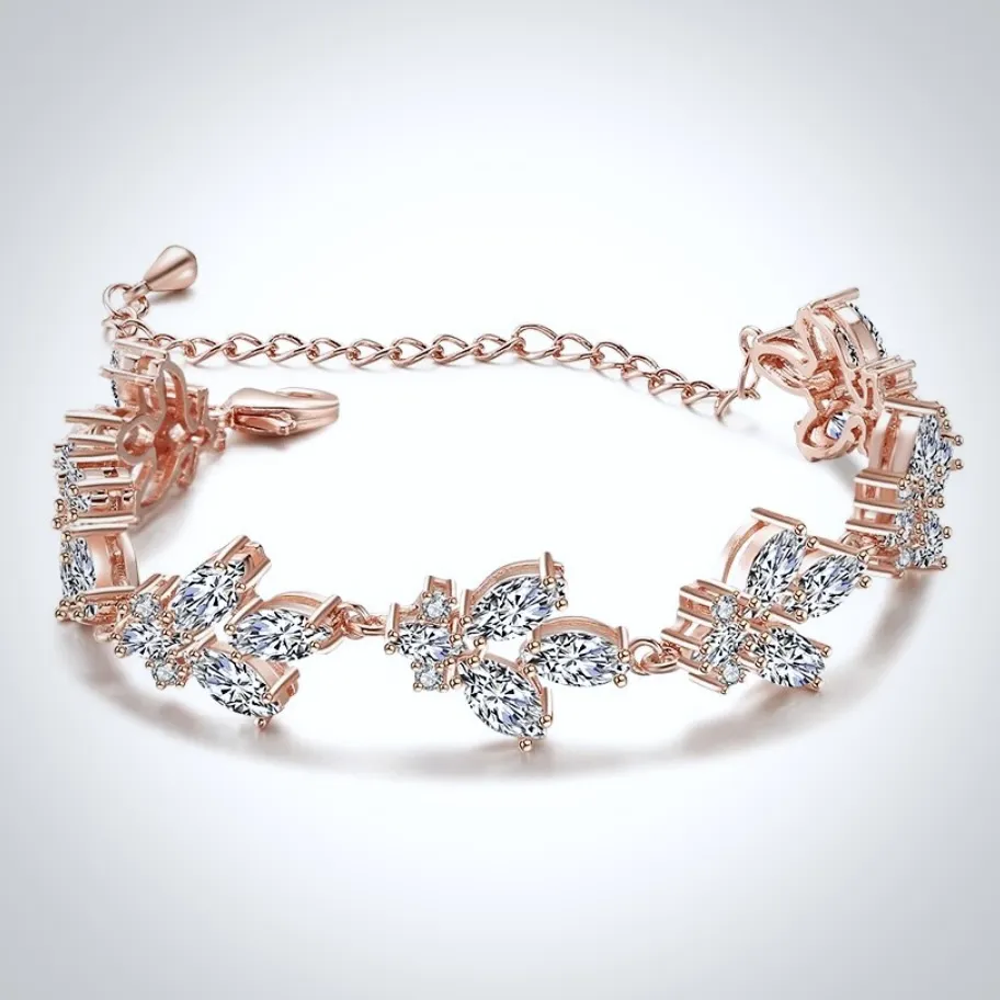 "Willa" - Cubic Zirconia Bridal Bracelet - Available in Silver and Rose Gold