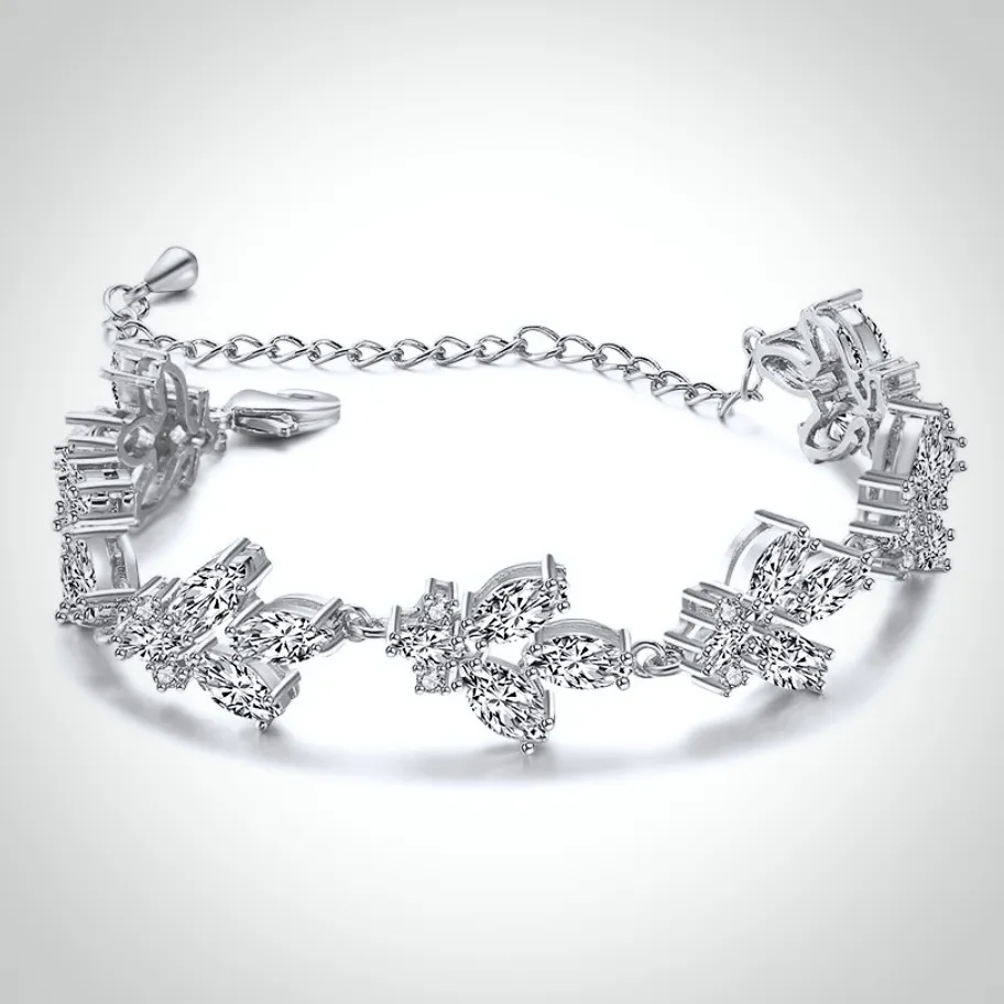 "Willa" - Cubic Zirconia Bridal Bracelet - Available in Silver and Rose Gold