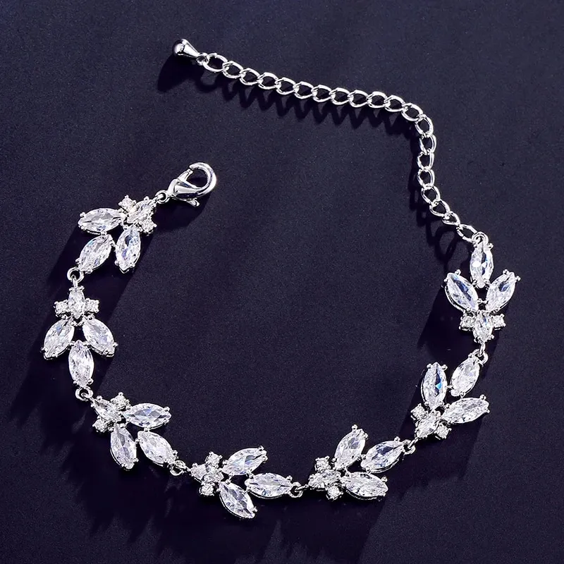 "Willa" - Cubic Zirconia Bridal Bracelet - Available in Silver and Rose Gold