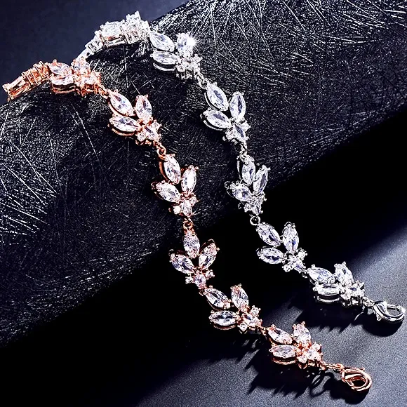 "Willa" - Cubic Zirconia Bridal Bracelet - Available in Silver and Rose Gold