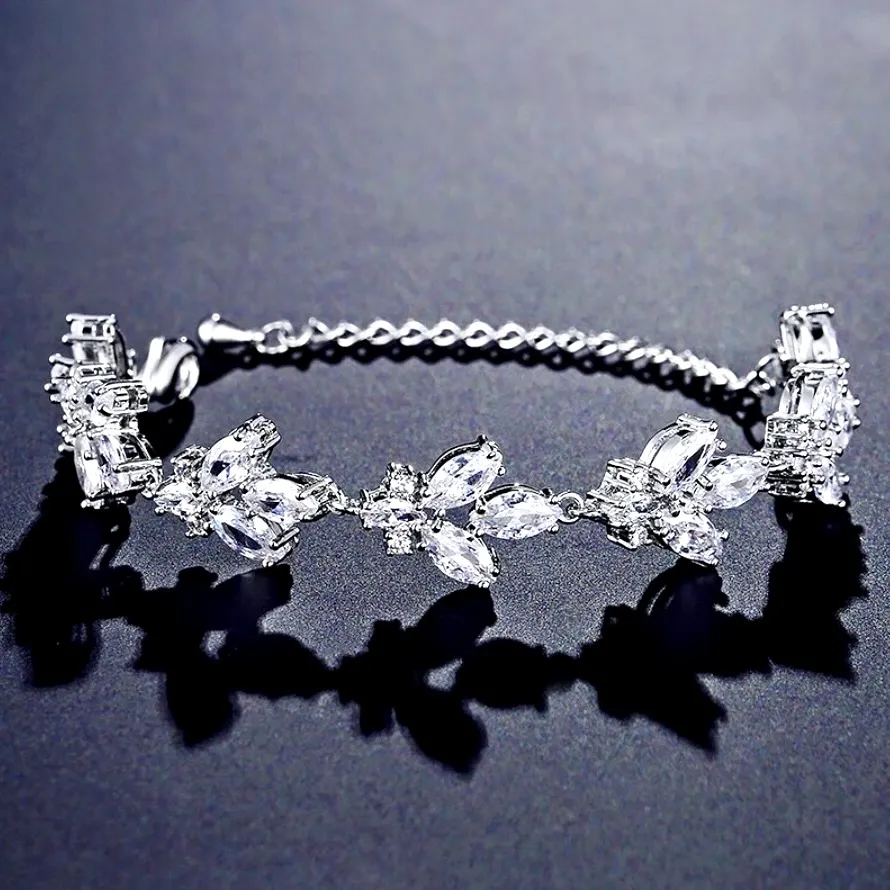 "Willa" - Cubic Zirconia Bridal Bracelet - Available in Silver and Rose Gold