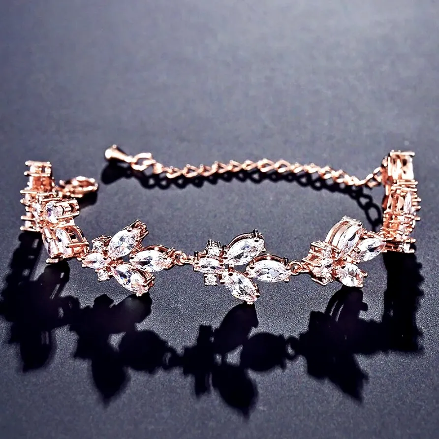 "Willa" - Cubic Zirconia Bridal Bracelet - Available in Silver and Rose Gold