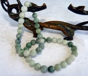 "Yin and Yang" Balancing Burmese Jadeite 8mm Beads Stretch Bracelet   (BJBeads-17)