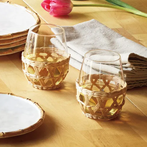 Rattan Stemless Wine Glass