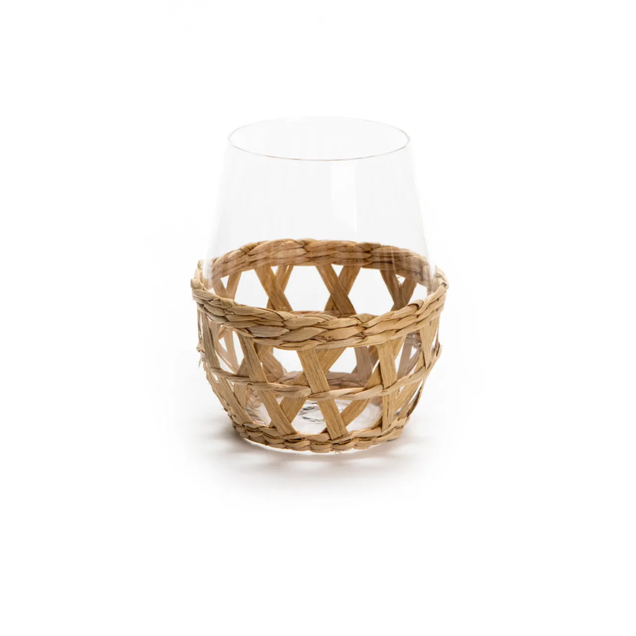 Rattan Stemless Wine Glass