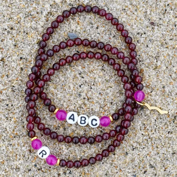 Rayminder UV Awareness Bracelet in 4mm Garnet