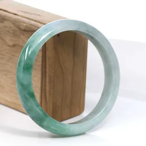 RealJade® Co. Blue-Green Classic Real Jadeite Jade Bangle Bracelet (62.69mm) #394