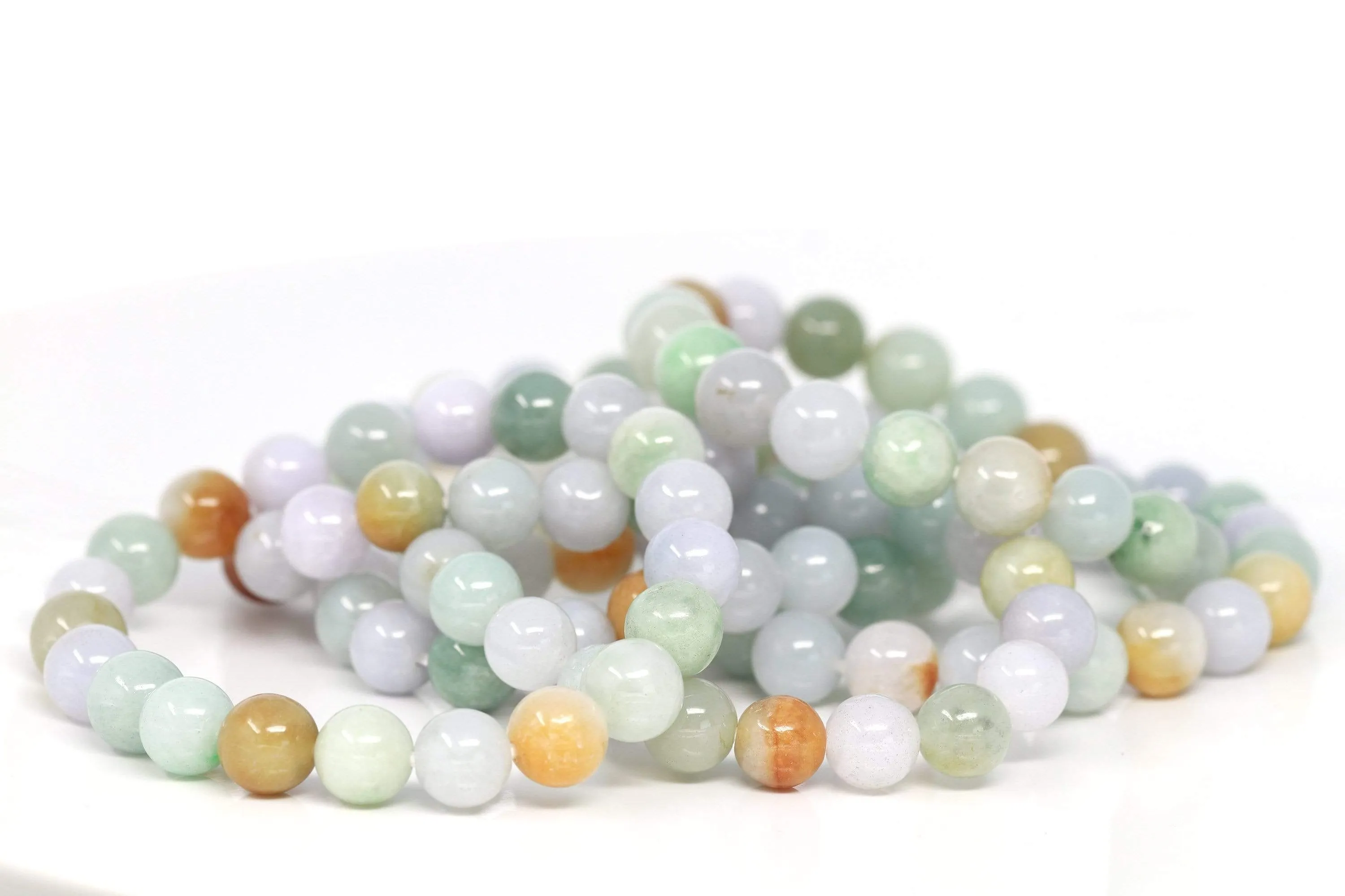 RealJade® Genuine Jadeite Jade Round Multiple Colors Beads Bracelet (9.5 mm)