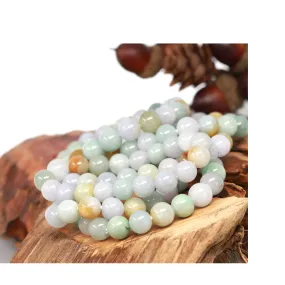 RealJade® Genuine Jadeite Jade Round Multiple Colors Beads Bracelet (9.5 mm)