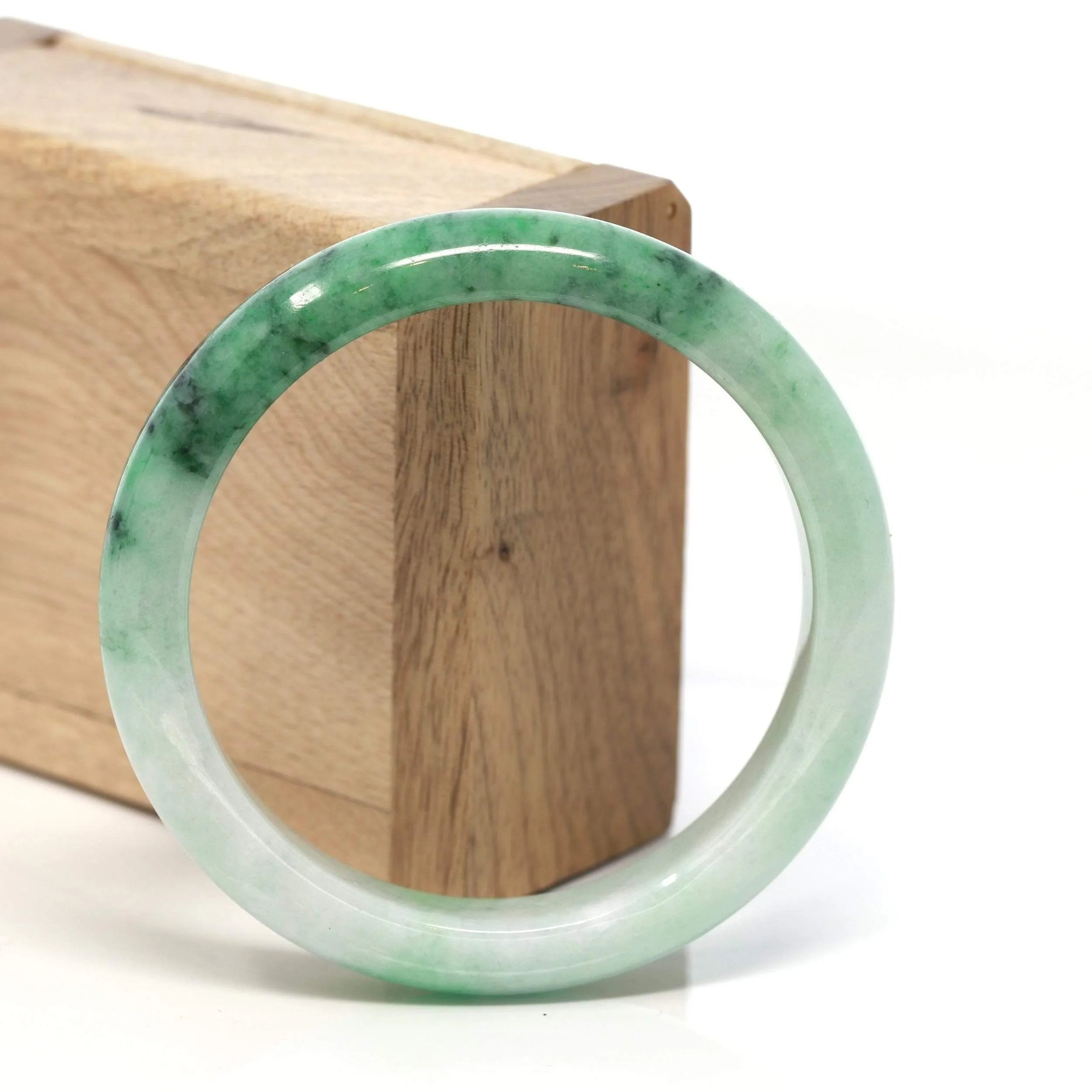 RealJade® "Classic Bangle" Genuine Burmese Green Jadeite Jade Bangle Bracelet ( 58.3 mm) #134