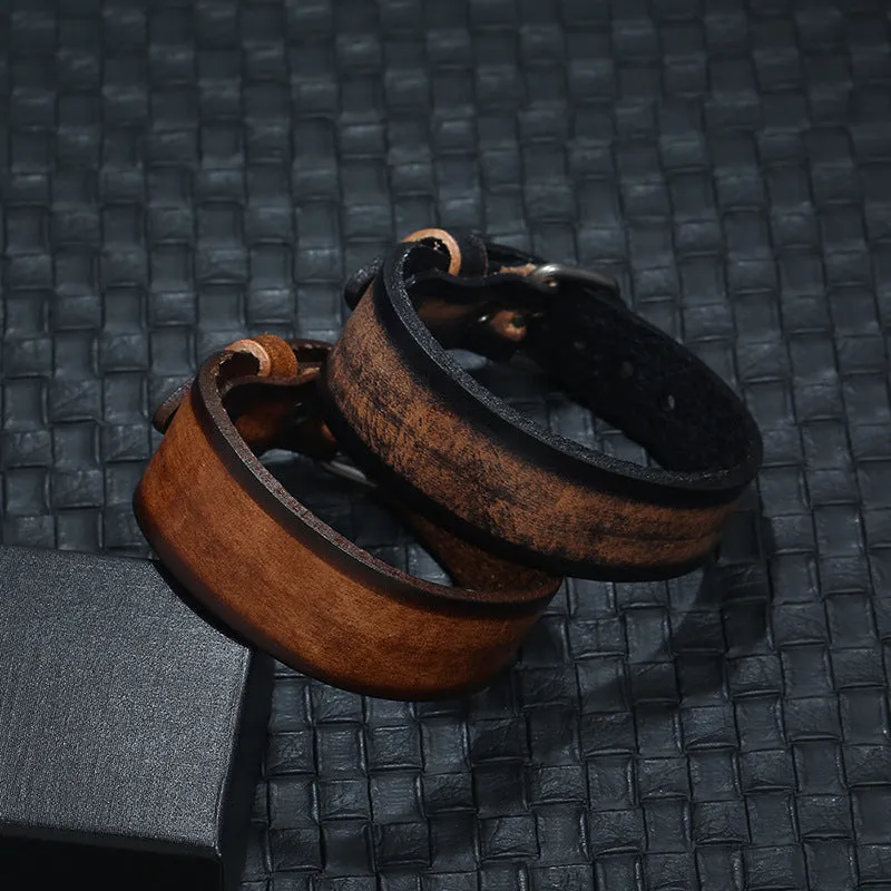 Retro Cattle Leather Bracelet Simple Men's Leather Ornament