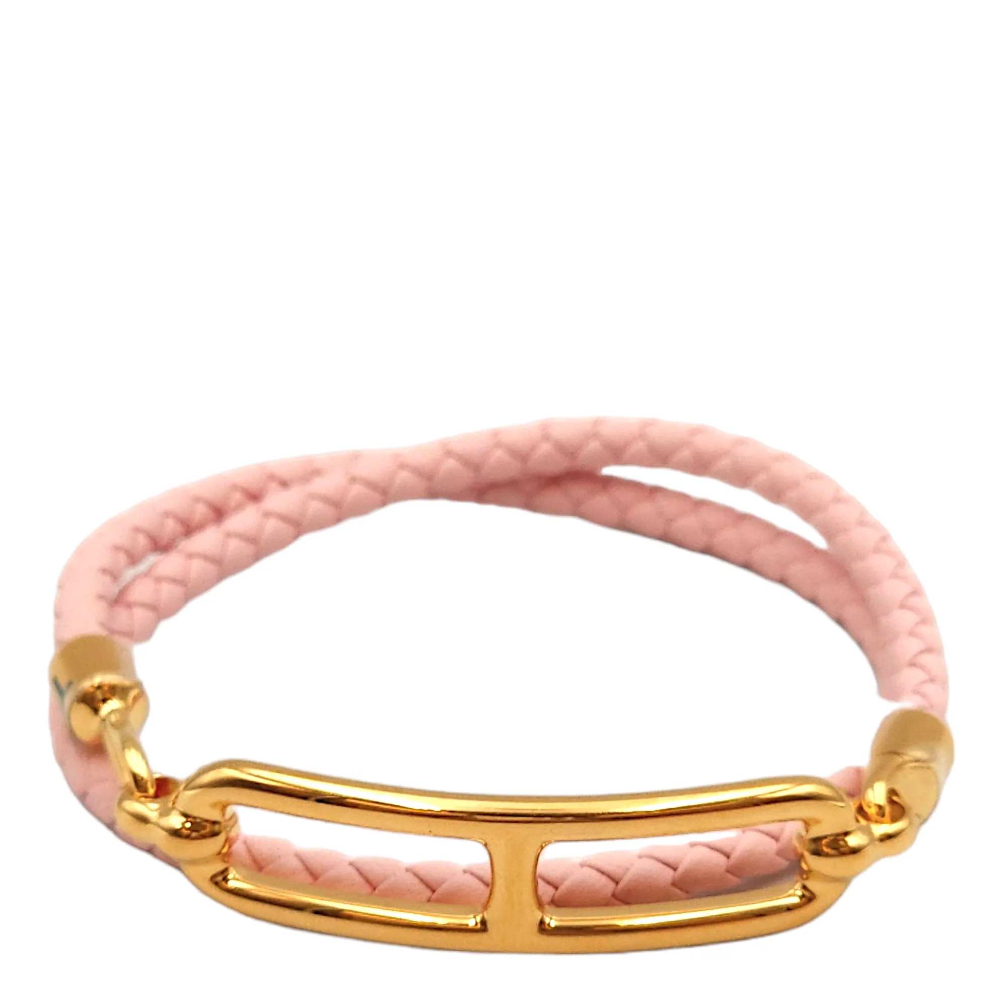 Roulis Double Tour T1 Rose Sakura Bracelet in Swift, Gold hardware