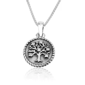 Round Tree Life Torah Zircon Stones Silver Pendant Jewelry Holy Land Gift Box