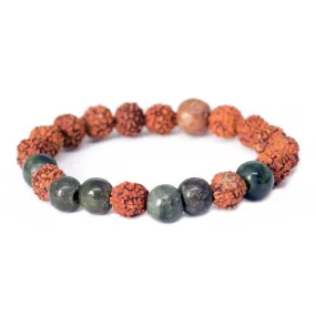 Rudraksha & Jade Wrist Mala Bracelet Global Groove