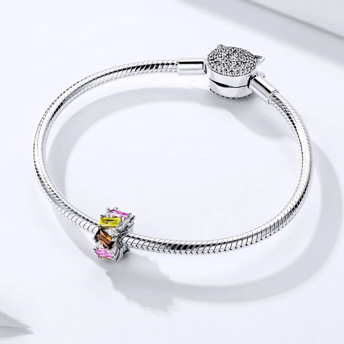 S925 Silver Colourful Zircon Spacer Charm for Bracelet